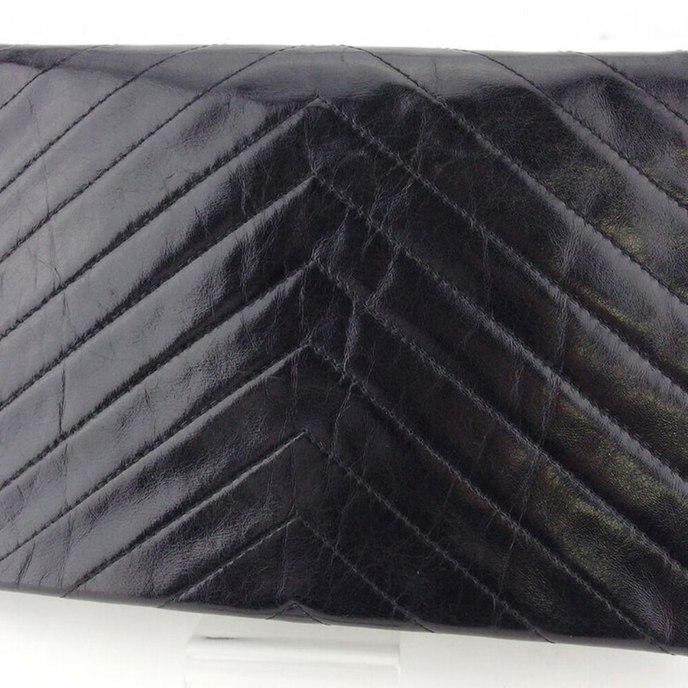 SAINT LAURENT clutch bag V-stitched leather Auth USED Q618 - Picture 6 of 8